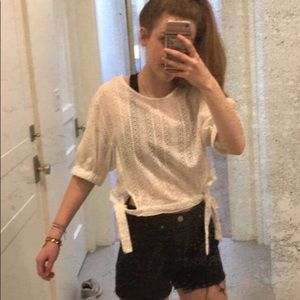 white eyelet top